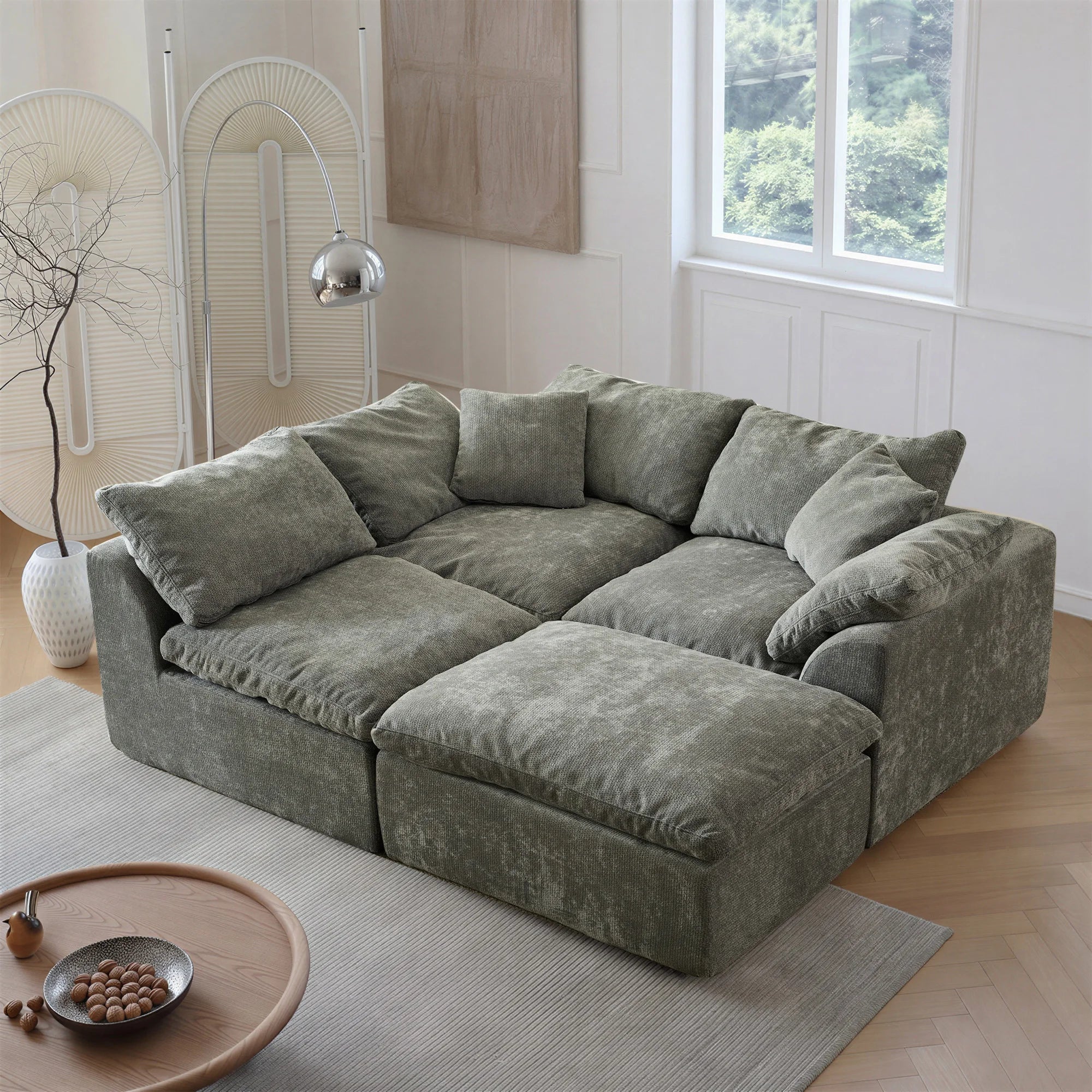 Modern Modular Sectional Sofa Cloud Couch Oversized Deep Seat Comfy Sofa for Living Room Furniture with Removable Cushions