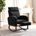 Modern Nursery Rocking Chair, Teddy Upholstered Rocking Chair with Footrest, Comfortable Rocker Recliner with Side Pocket, Rocker Glider for Living Room, Bedroom, Nursing Room
