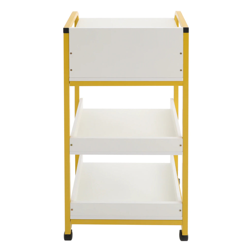 Bymaocar Salon Trolley Utility Cart Portable Tea Storage Cabinet 2 Tier 1 Drawer Mobile Organizer for Hair Salon Beauty Salon Home Kitchen Sturdy PVC Steel Frame Holds 55.12 lbs Large Top Shelf Space