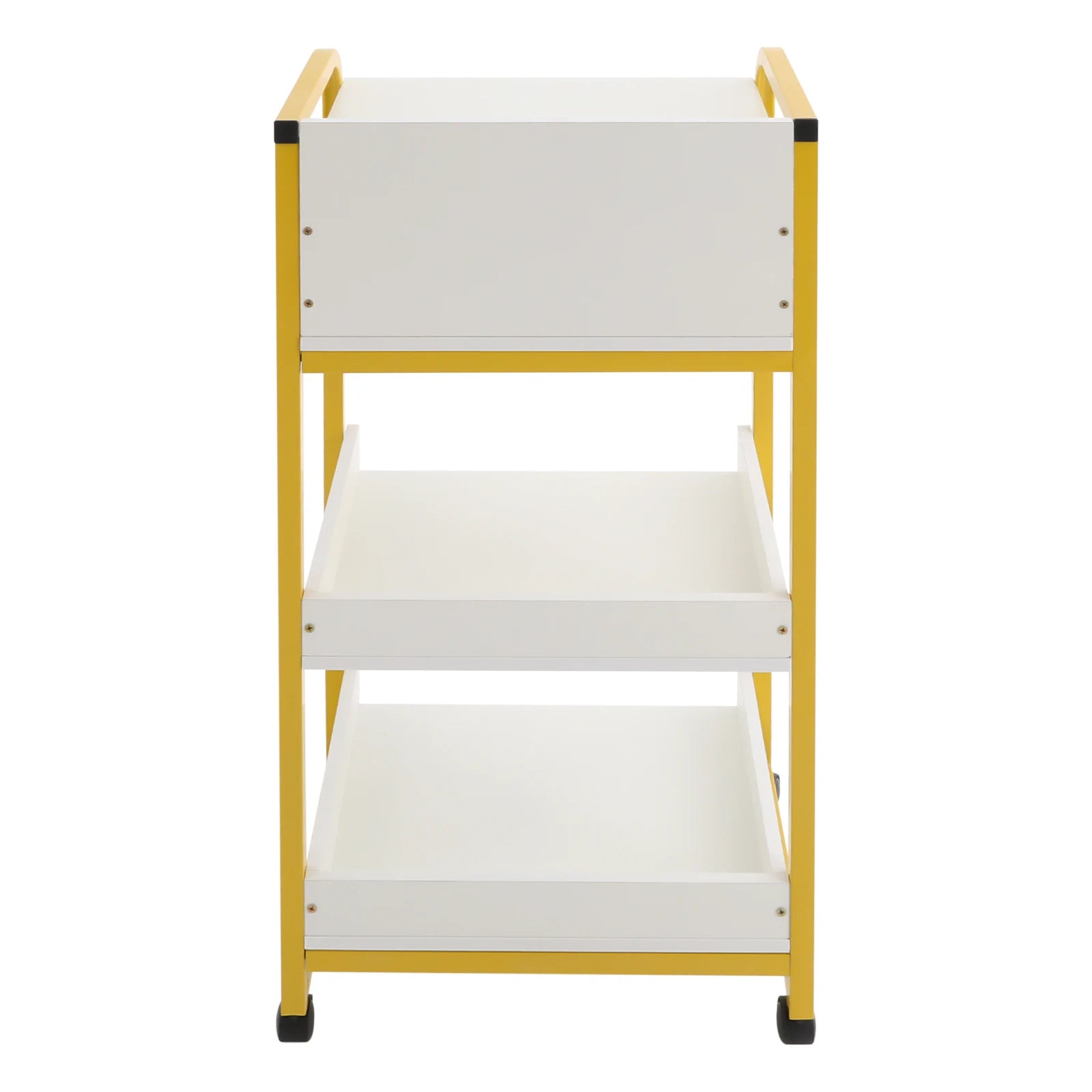 Bymaocar Salon Trolley Utility Cart Portable Tea Storage Cabinet 2 Tier 1 Drawer Mobile Organizer for Hair Salon Beauty Salon Home Kitchen Sturdy PVC Steel Frame Holds 55.12 lbs Large Top Shelf Space