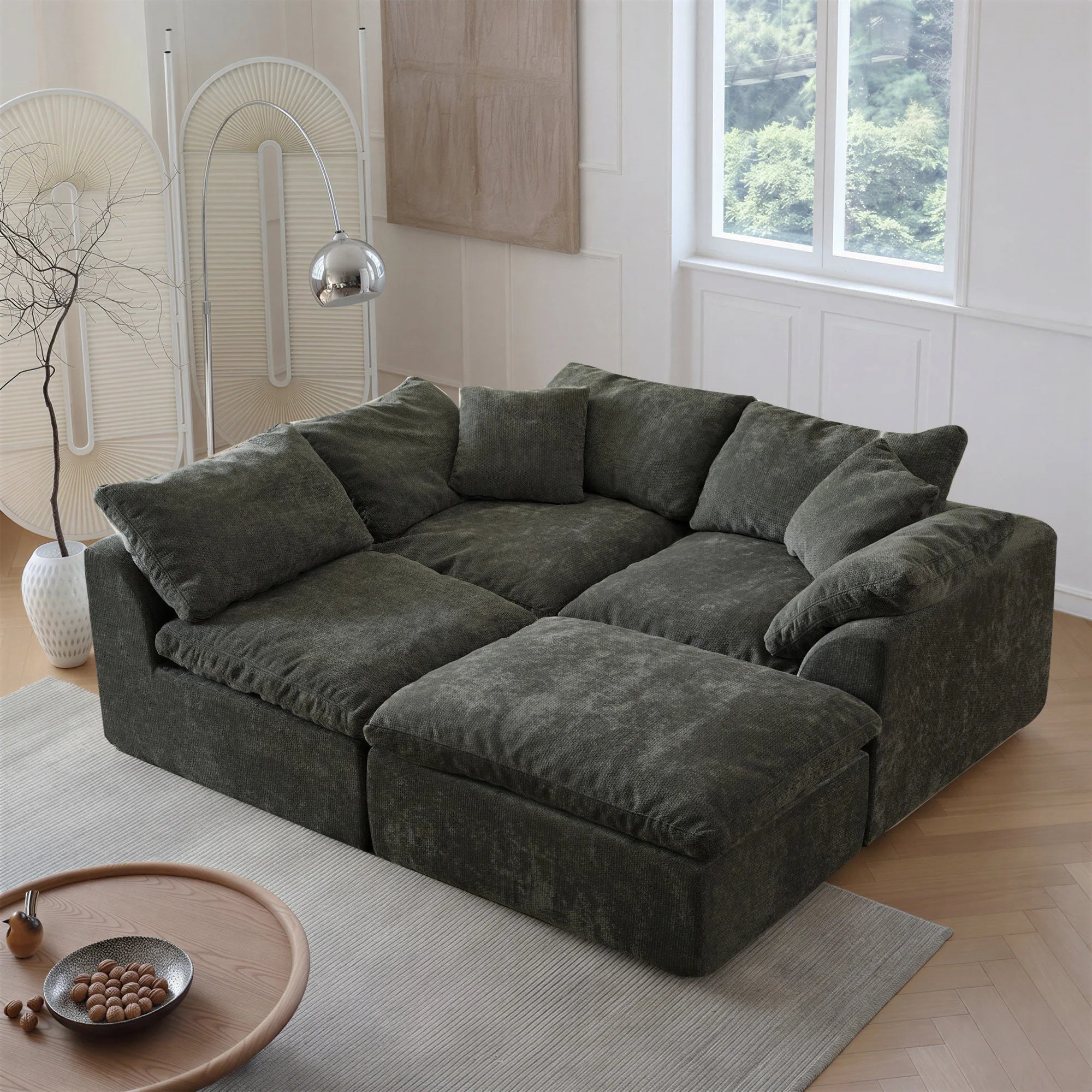 Modern Modular Sectional Sofa Cloud Couch Oversized Deep Seat Comfy Sofa for Living Room Furniture with Removable Cushions