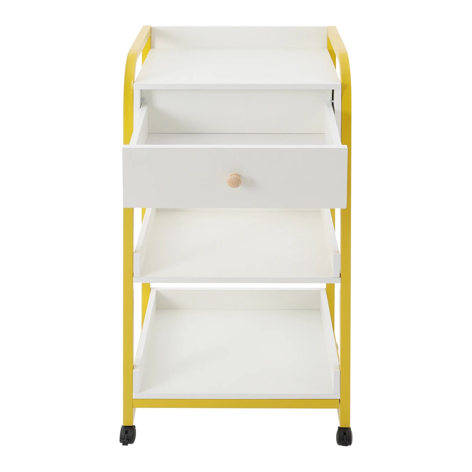 Bymaocar Salon Trolley Utility Cart Portable Tea Storage Cabinet 2 Tier 1 Drawer Mobile Organizer for Hair Salon Beauty Salon Home Kitchen Sturdy PVC Steel Frame Holds 55.12 lbs Large Top Shelf Space