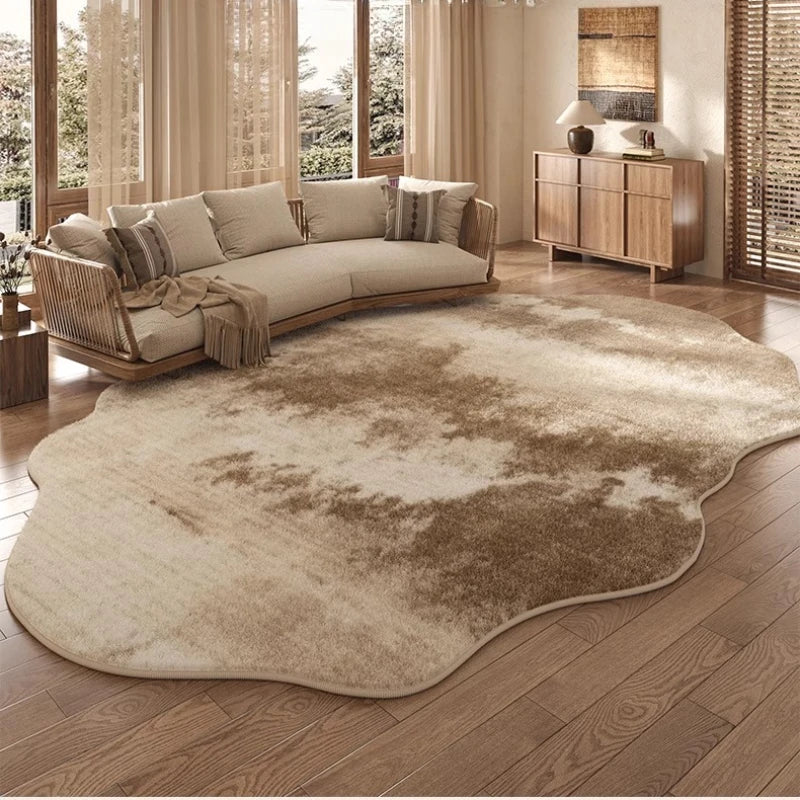 Light Luxury Rugs for Bedroom Irregular Shapes Living Room Decoration Washable Carpet Thick Plush Study Mat Home Fluffy Soft Rug