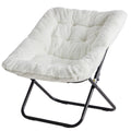 JHK 28IN Cozy Saucer Chairs Soft Faux Fur Large Size Folding Lounge Living Room Padded Seat Metal Frame Reading Chair Furniture
