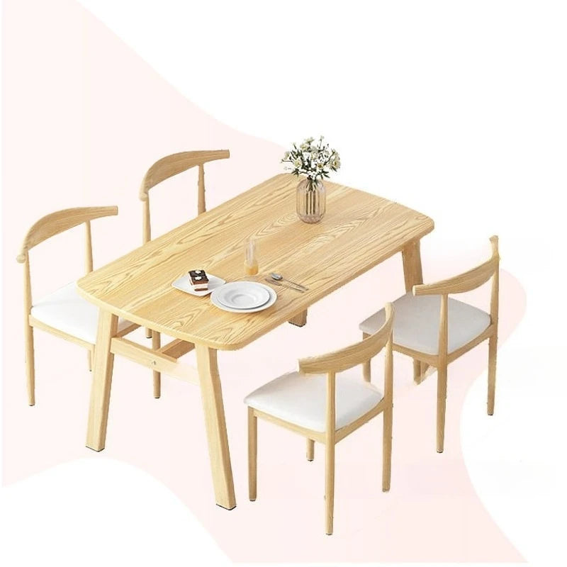 Modern Minimalist Small Apartment Dining Table Set 4 Chairs Rectangular Extendable Foldable Space Saving Kitchen Table Furniture