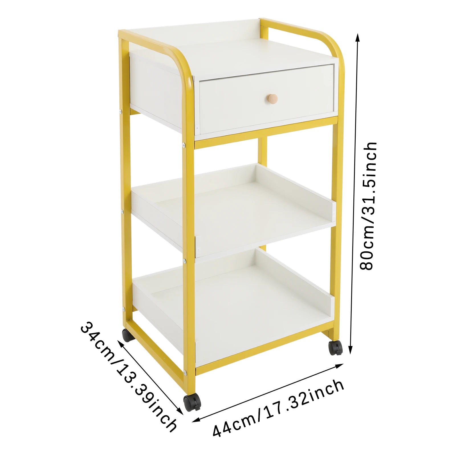 Bymaocar Salon Trolley Utility Cart Portable Tea Storage Cabinet 2 Tier 1 Drawer Mobile Organizer for Hair Salon Beauty Salon Home Kitchen Sturdy PVC Steel Frame Holds 55.12 lbs Large Top Shelf Space
