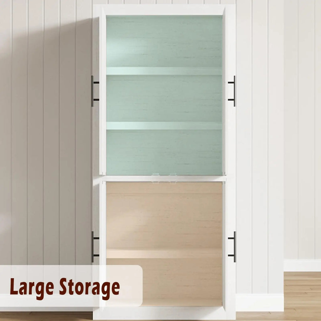 Farmhouse Tall Kitchen Pantry Cabinet 70 5 Inch Freestanding Wood Cupboard With 4 Doors Adjustable Shelves Anti Tip Large Storage For Kitchen Dining Or Living Room Antique White Wooden