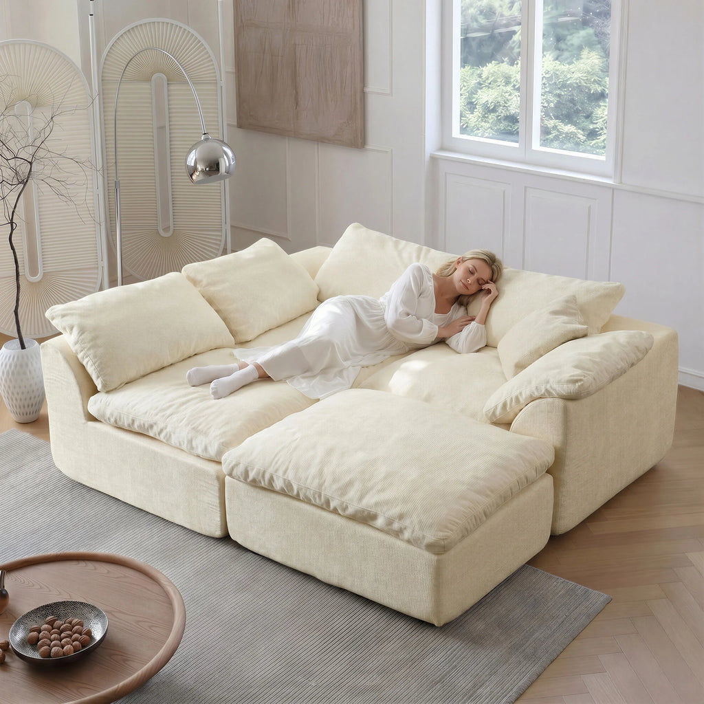 Modern Modular Sectional Sofa Cloud Couch Oversized Deep Seat Comfy Sofa for Living Room Furniture with Removable Cushions