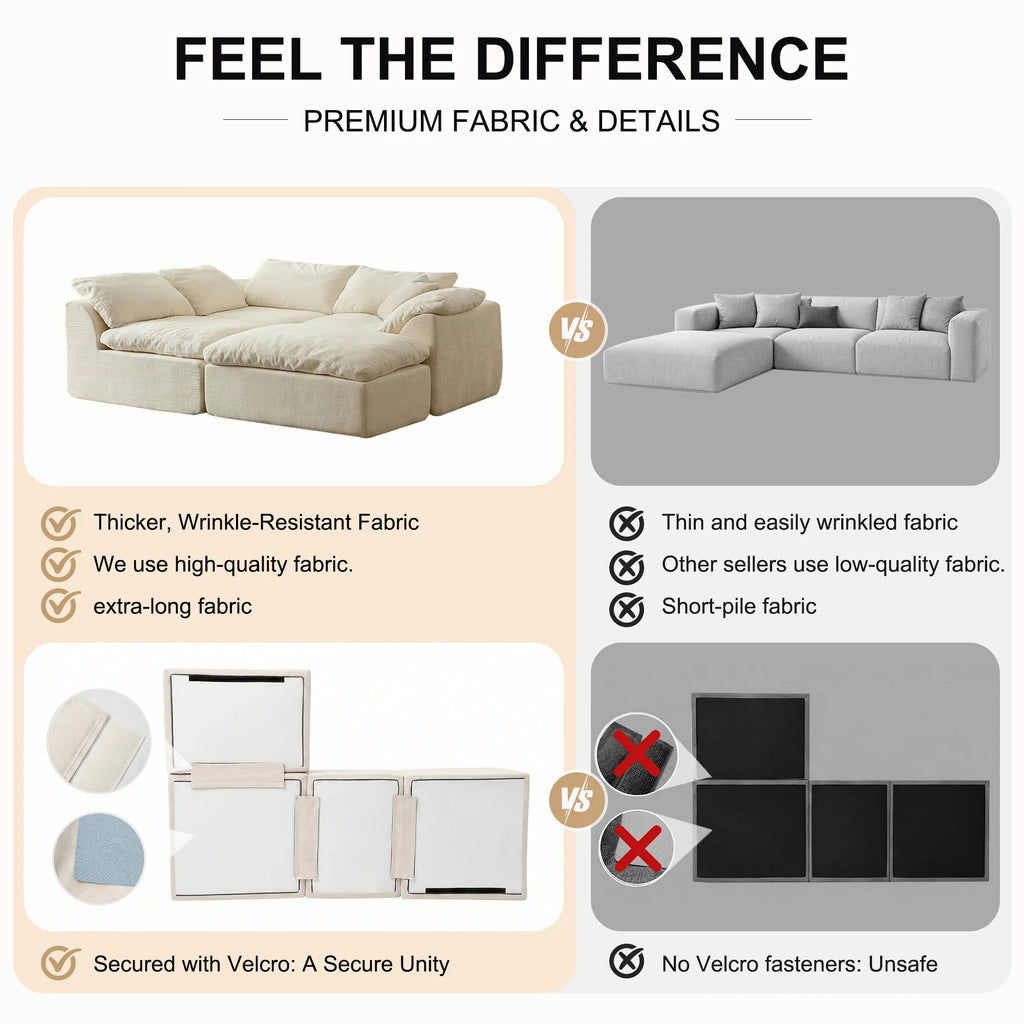 Modern Modular Sectional Sofa Cloud Couch Oversized Deep Seat Comfy Sofa for Living Room Furniture with Removable Cushions